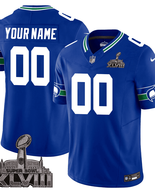 Men's Seattle Seahawks Jersey - SB XLVIII & Washington Home Patch