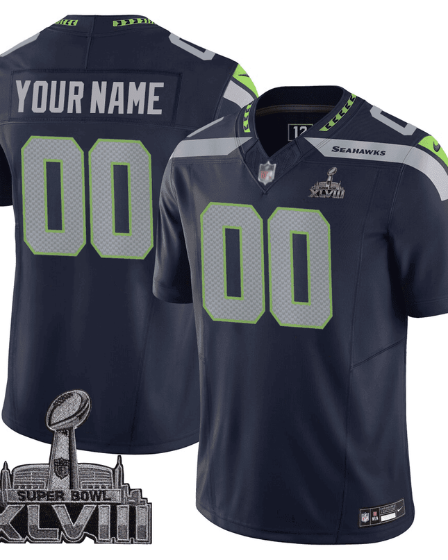 Men's Seattle Seahawks Jersey - SB XLVIII & Washington Home Patch