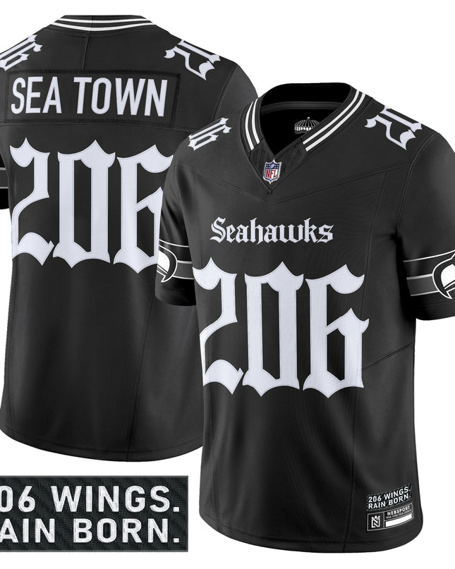 Men's Seattle Seahawks 'Gothic Rain City Shadows Edition' Vapor Limited Jersey - All Stitched