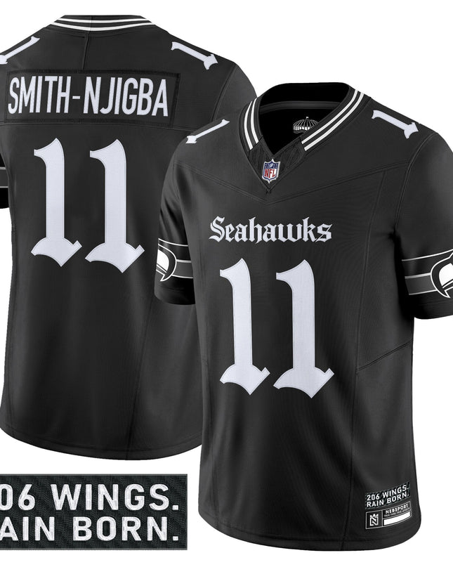 Men's Seattle Seahawks 'Gothic Rain City Shadows Edition' Vapor Limited Jersey - All Stitched
