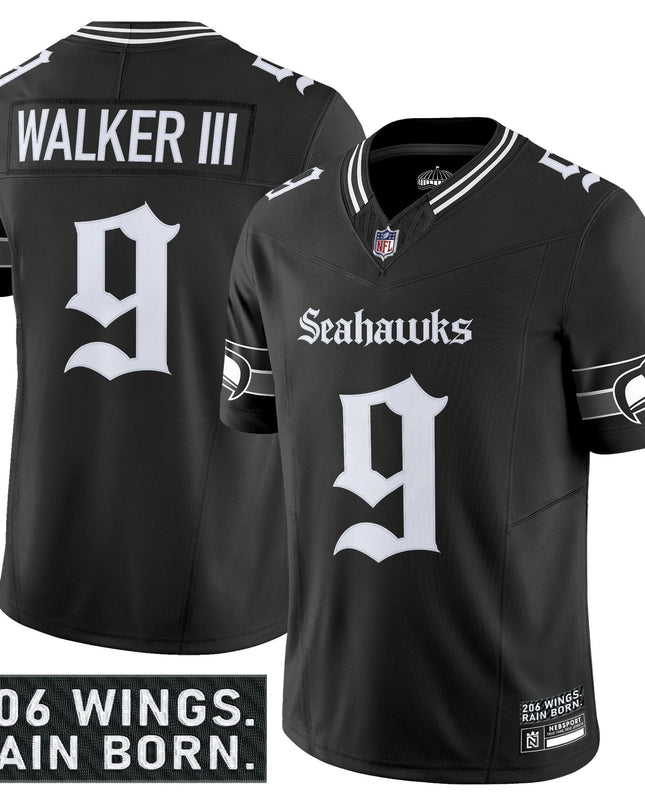 Men's Seattle Seahawks 'Gothic Rain City Shadows Edition' Vapor Limited Jersey - All Stitched