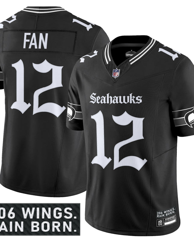 Men's Seattle Seahawks 'Gothic Rain City Shadows Edition' Vapor Limited Jersey - All Stitched