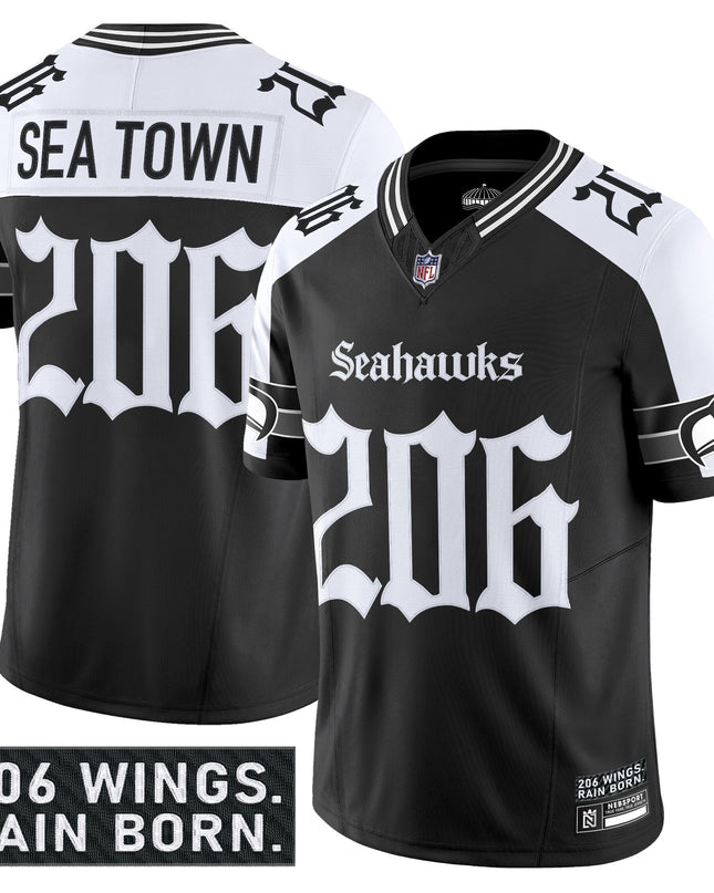 Men's Seattle Seahawks 'Gothic Rain City Shadows Edition' Vapor Limited Jersey - All Stitched