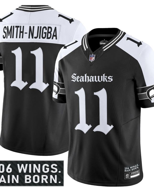 Men's Seattle Seahawks 'Gothic Rain City Shadows Edition' Vapor Limited Jersey - All Stitched