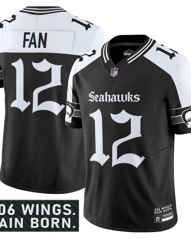 Men's Seattle Seahawks 'Gothic Rain City Shadows Edition' Vapor Limited Jersey - All Stitched