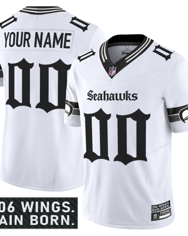 Seattle Seahawks 'Gothic Rain City Shadows Edition' Vapor Limited Custom Jersey - All Stitched