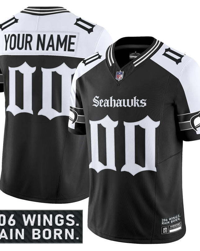 Seattle Seahawks 'Gothic Rain City Shadows Edition' Vapor Limited Custom Jersey - All Stitched