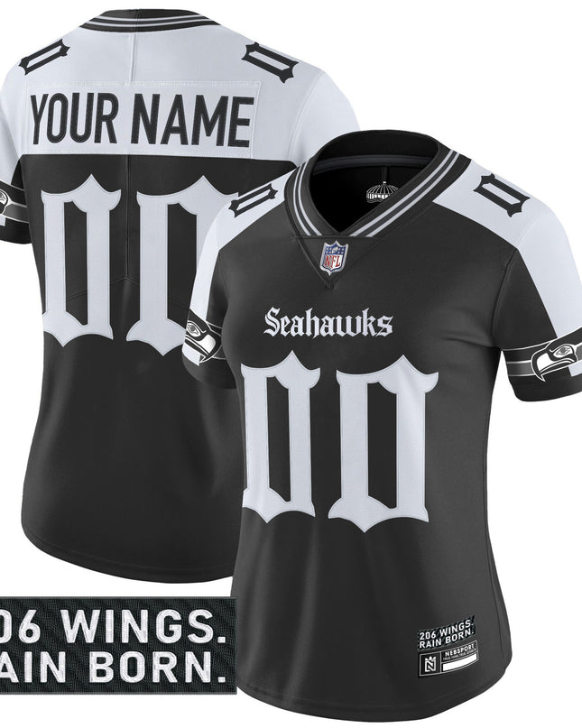 Seattle Seahawks 'Gothic Rain City Shadows Edition' Vapor Limited Custom Jersey - All Stitched