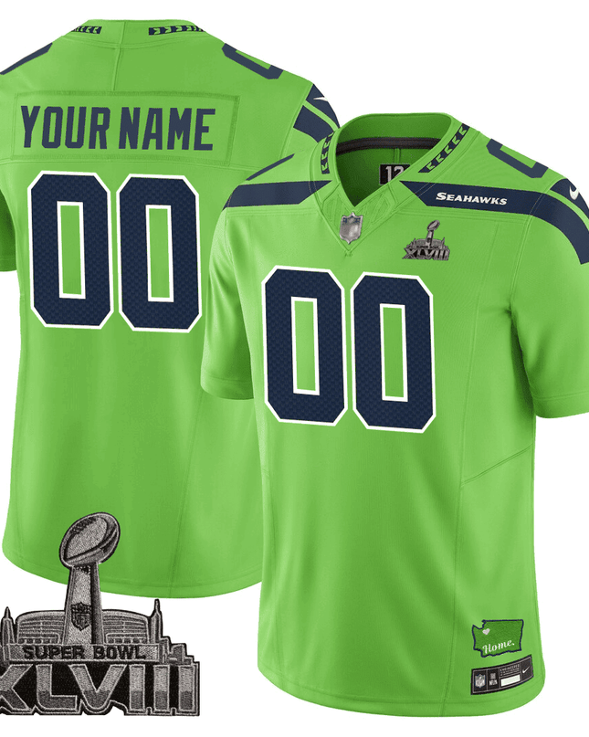 Men's Seattle Seahawks Limited Jersey - SB XLVIII + Washington Home Patch