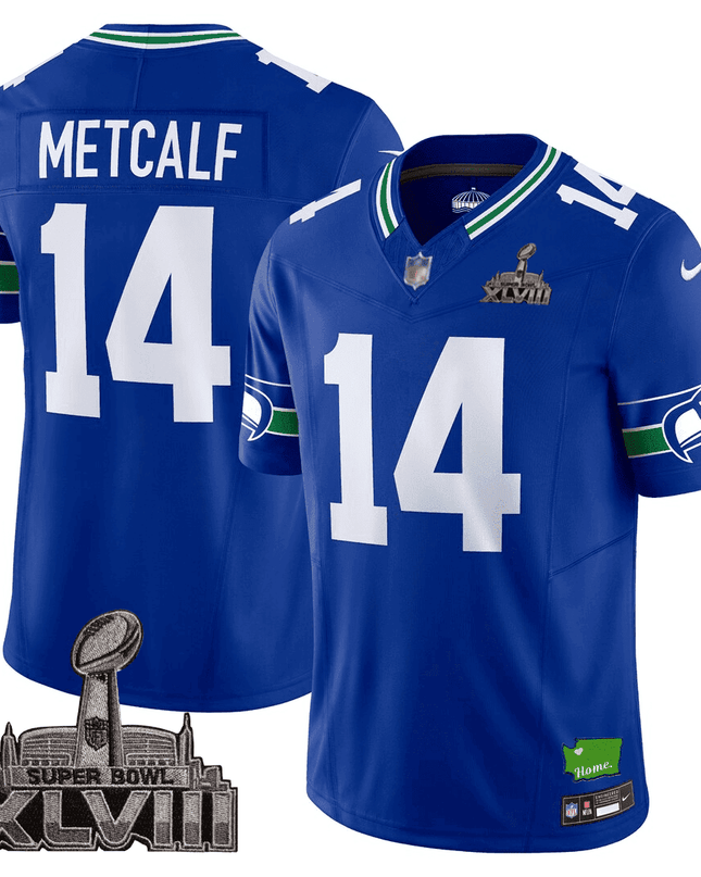 Men's Seattle Seahawks Limited Jersey - SB XLVIII + Washington Home Patch