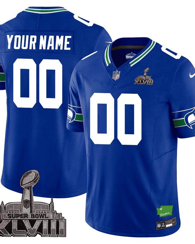 Men's Seattle Seahawks Limited Jersey - SB XLVIII + Washington Home Patch