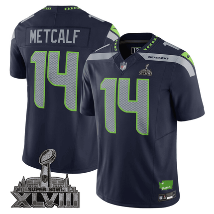 Men's Seattle Seahawks Limited Jersey - SB XLVIII + Washington Home Patch