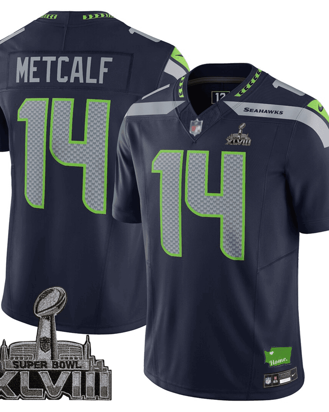 Men's Seattle Seahawks Limited Jersey - SB XLVIII + Washington Home Patch