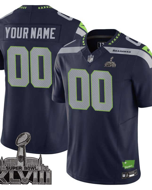 Men's Seattle Seahawks Limited Jersey - SB XLVIII + Washington Home Patch