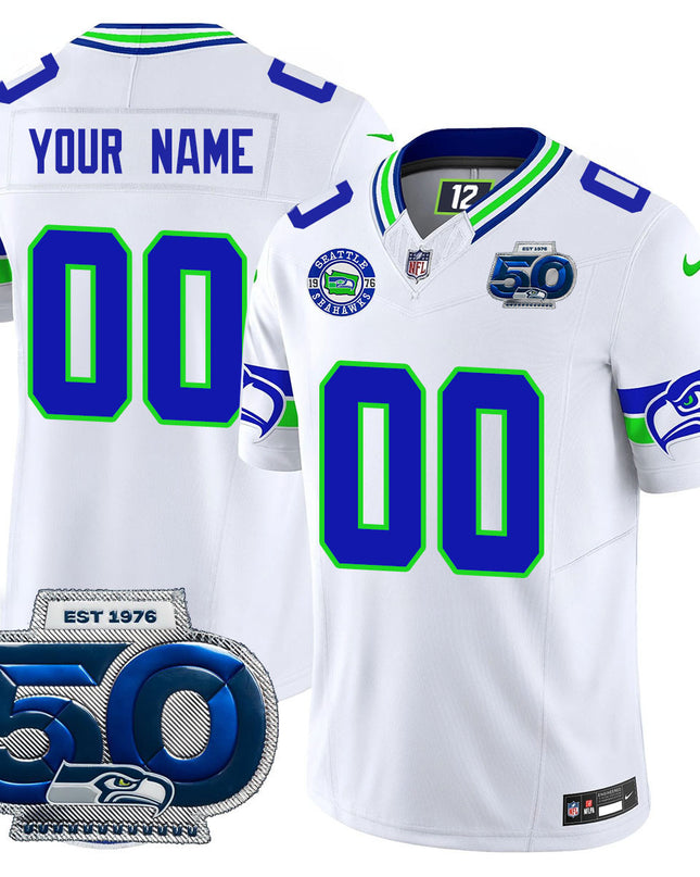 Custom Gender/Name Seattle Seahawks 50th Season Vapor Limited Jersey - All Stitched