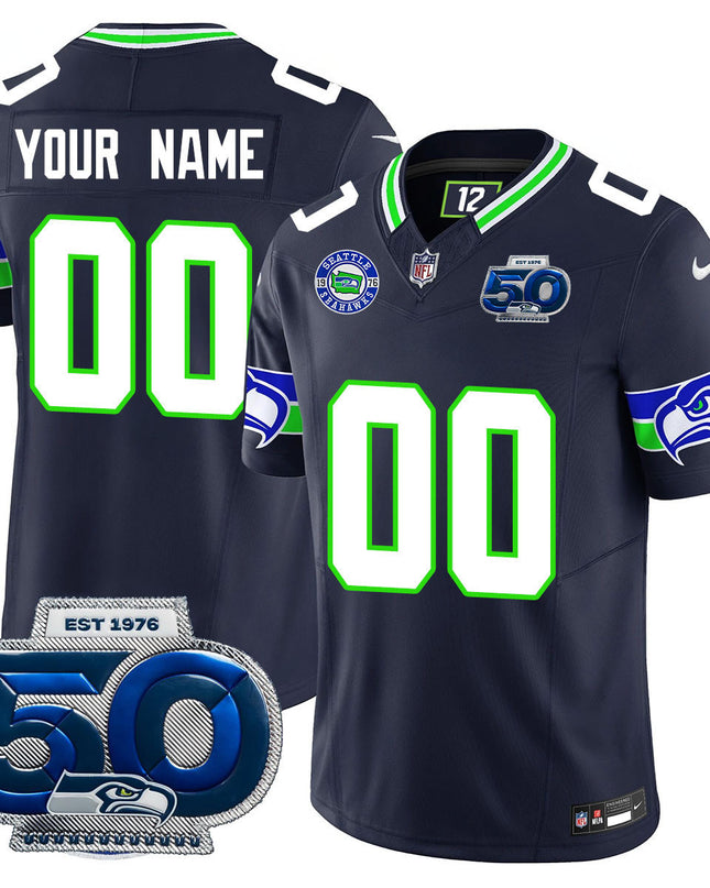 Custom Gender/Name Seattle Seahawks 50th Season Vapor Limited Jersey - All Stitched