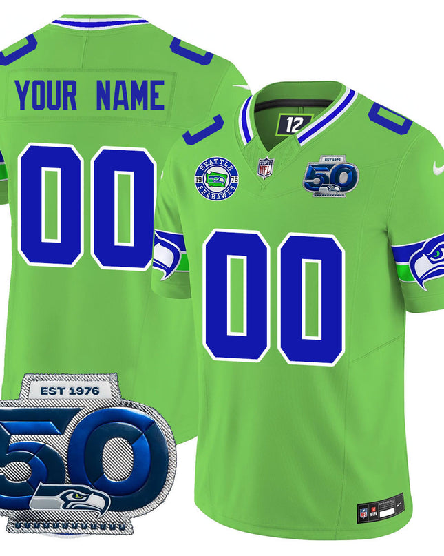 Custom Gender/Name Seattle Seahawks 50th Season Vapor Limited Jersey - All Stitched
