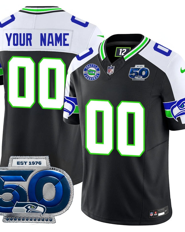 Custom Gender/Name Seattle Seahawks 50th Season Vapor Limited Jersey - All Stitched