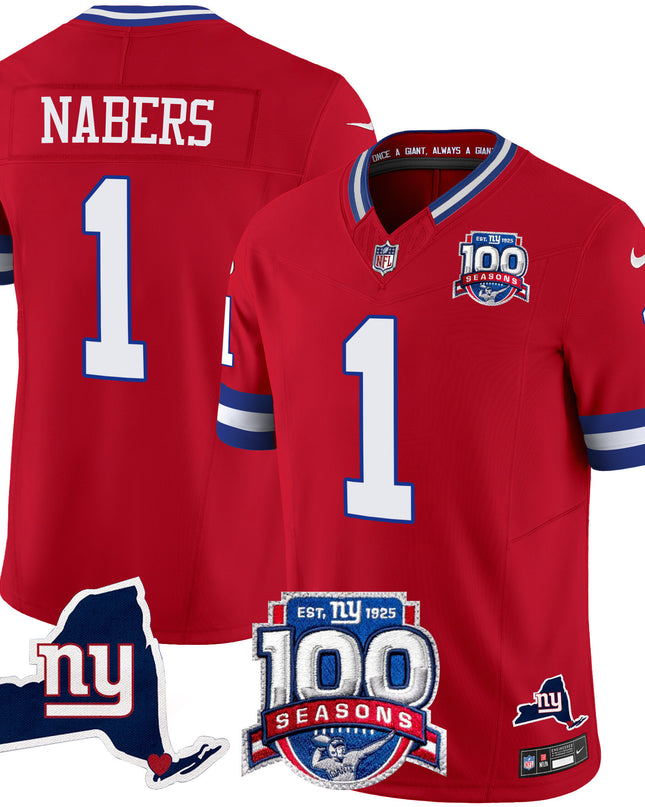 Men's New York Giants 100th Season & State Patch Vapor Limited Jersey - All Stitched
