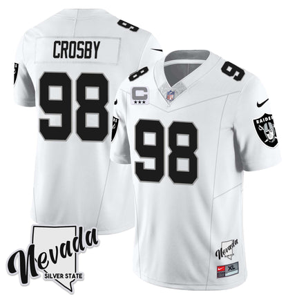 Men's Las Vegas Raiders 2023 Nevada Sliver State Patch Jersey - All Stitched