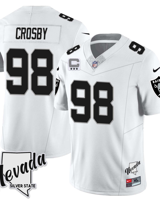 Men's Las Vegas Raiders 2023 Nevada Sliver State Patch Jersey - All Stitched