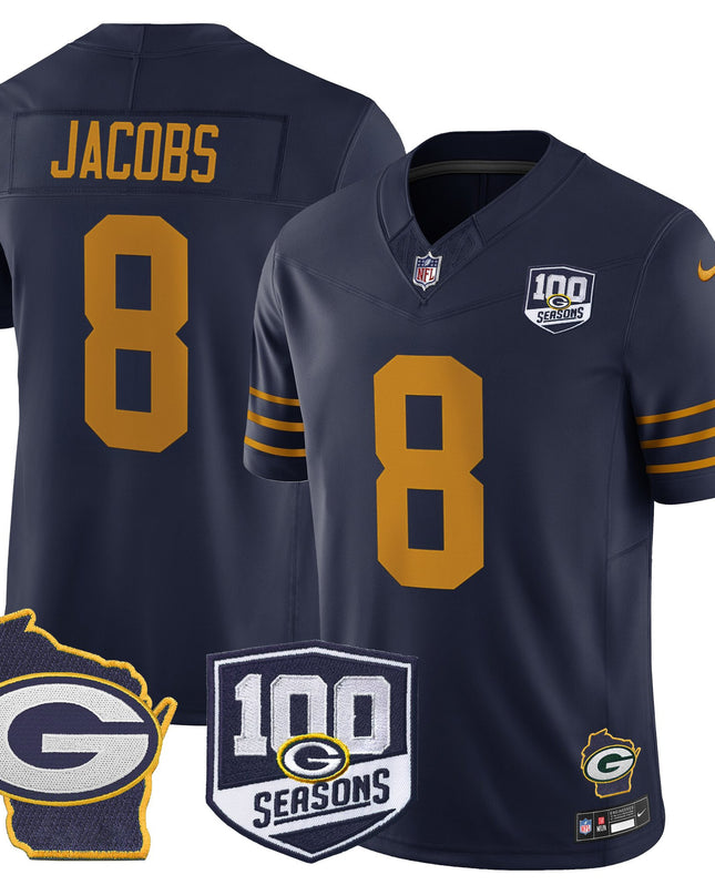 Men's Green Bay Packers 100th Season & Home Patch Vapor Limited Jersey - All Stitched