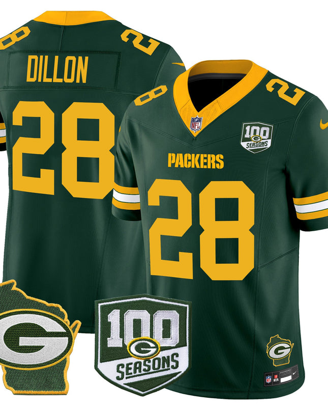 Men's Green Bay Packers 100th Season & Home Patch Vapor Limited Jersey - All Stitched