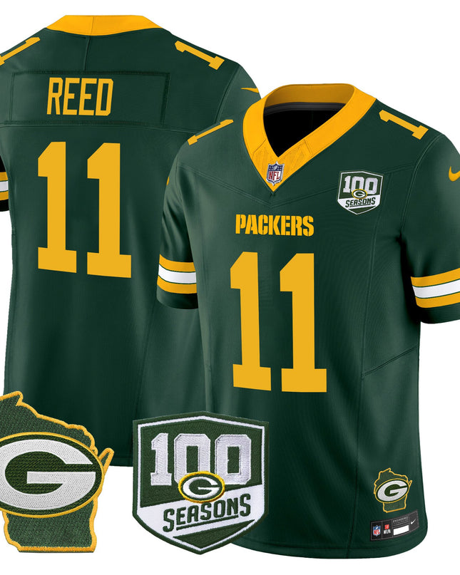 Men's Green Bay Packers 100th Season & Home Patch Vapor Limited Jersey - All Stitched