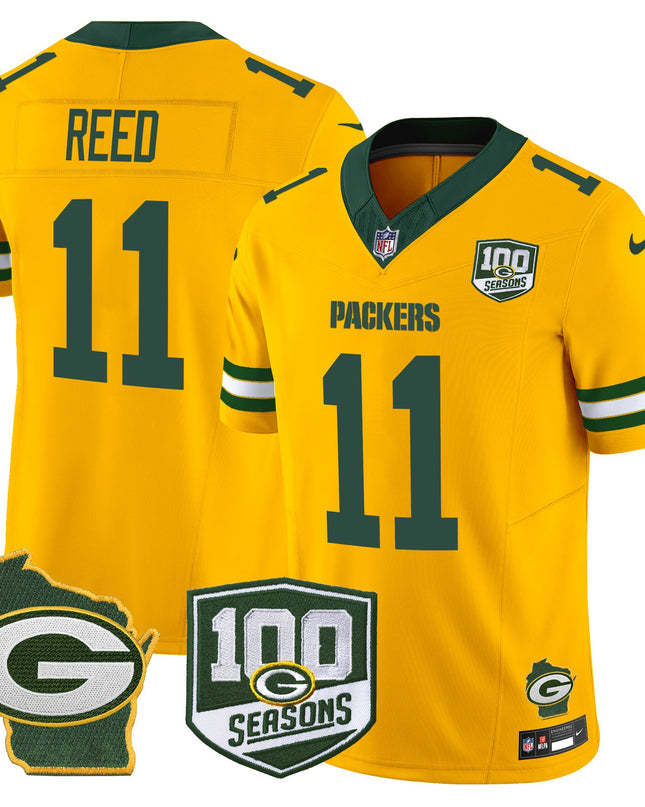 Men's Green Bay Packers 100th Season & Home Patch Vapor Limited Jersey - All Stitched