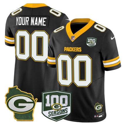 Green Bay Packers 100th Season & Home Patch Vapor Limited Custom Jersey - All Stitched GBP_KDZ - KINDOZY