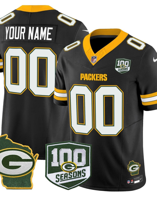 Green Bay Packers 100th Season & Home Patch Vapor Limited Custom Jersey - All Stitched GBP_KDZ - KINDOZY