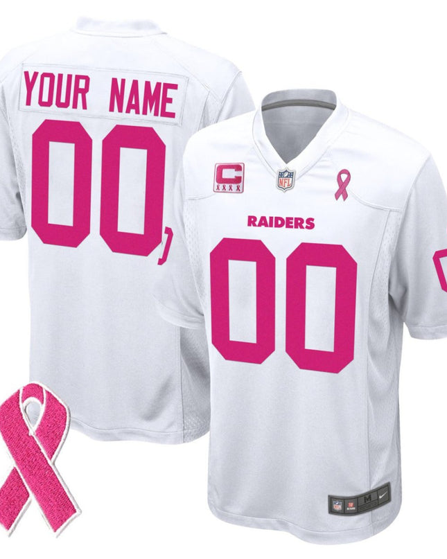 Las Vegas Raiders Breast Cancer Custom Jersey - All Stitched LVRAI_KDZ - KINDOZY
