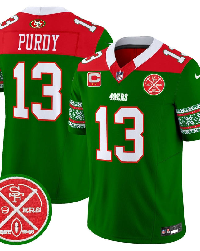 Men's 49ers 2024 Christmas Vapor Limited Jersey - All Stitched SF49_KDZ - KINDOZY
