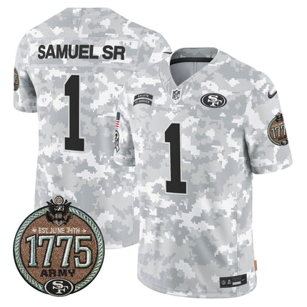 Men's 49ers 2024 Salute to Service Establishment Year Patch Vapor Limited Jersey - All Stitched SF49_KDZ - KINDOZY