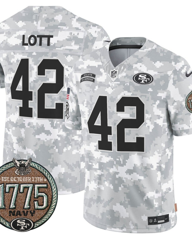 Men's 49ers 2024 Salute to Service Establishment Year Patch Vapor Limited Jersey - All Stitched SF49_KDZ - KINDOZY
