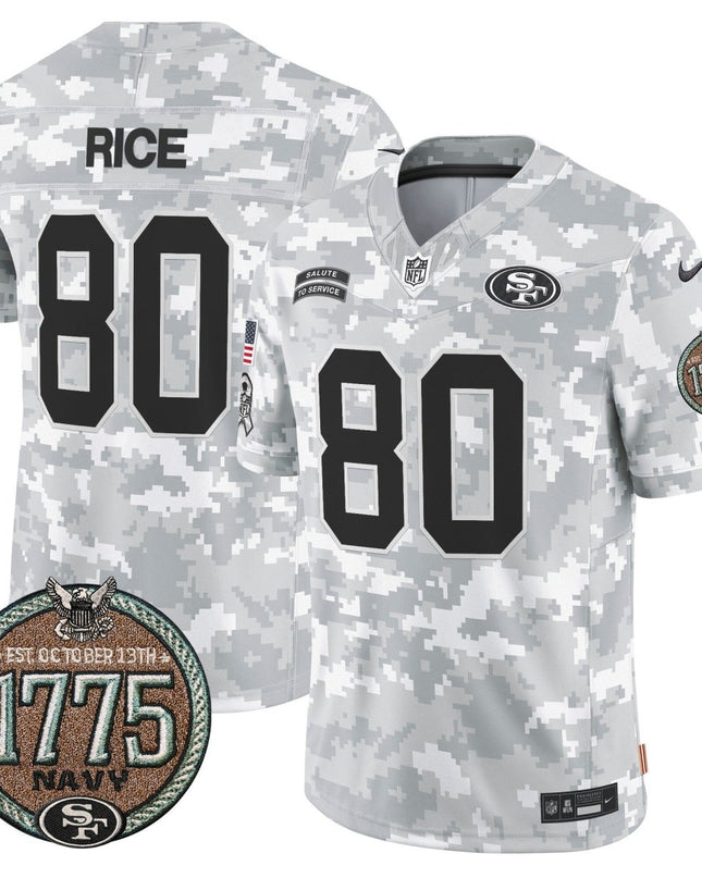 Men's 49ers 2024 Salute to Service Establishment Year Patch Vapor Limited Jersey - All Stitched SF49_KDZ - KINDOZY