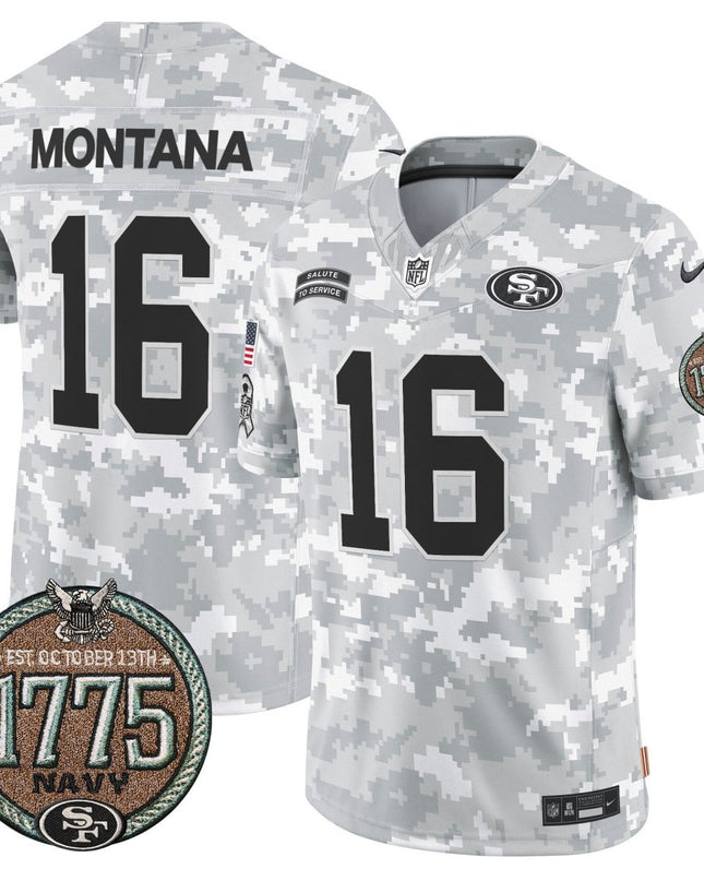 Men's 49ers 2024 Salute to Service Establishment Year Patch Vapor Limited Jersey - All Stitched SF49_KDZ - KINDOZY