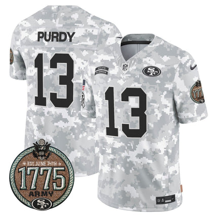 Men's 49ers 2024 Salute to Service Establishment Year Patch Vapor Limited Jersey - All Stitched SF49_KDZ - KINDOZY