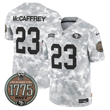 Men's 49ers 2024 Salute to Service Establishment Year Patch Vapor Limited Jersey - All Stitched SF49_KDZ - KINDOZY