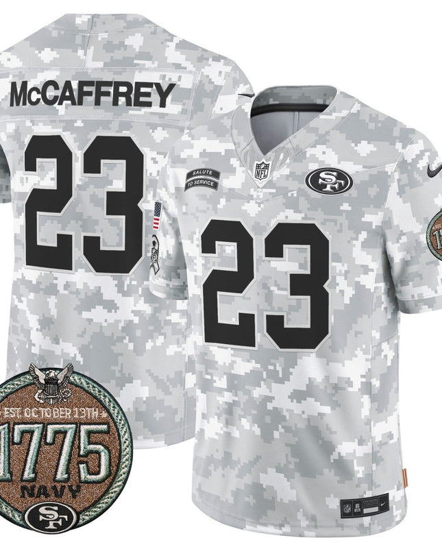 Men's 49ers 2024 Salute to Service Establishment Year Patch Vapor Limited Jersey - All Stitched SF49_KDZ - KINDOZY