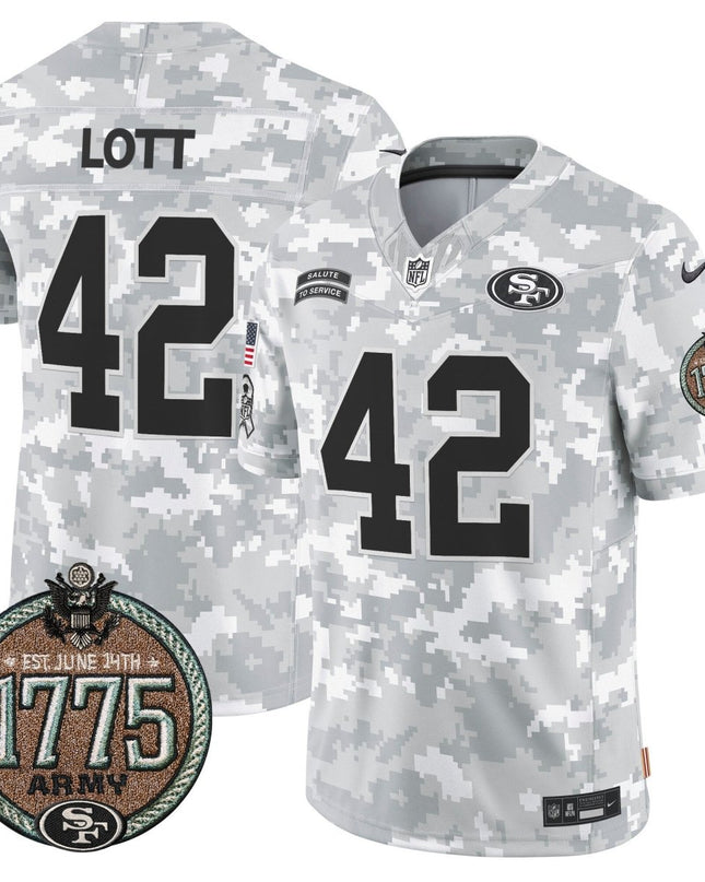 Men's 49ers 2024 Salute to Service Establishment Year Patch Vapor Limited Jersey - All Stitched SF49_KDZ - KINDOZY