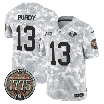 Men's 49ers 2024 Salute to Service Establishment Year Patch Vapor Limited Jersey - All Stitched SF49_KDZ - KINDOZY