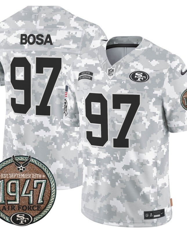 Men's 49ers 2024 Salute to Service Establishment Year Patch Vapor Limited Jersey - All Stitched SF49_KDZ - KINDOZY