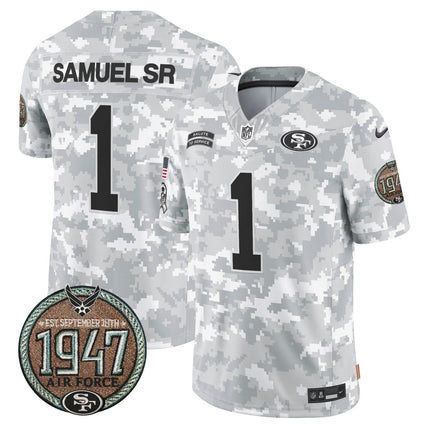 Men's 49ers 2024 Salute to Service Establishment Year Patch Vapor Limited Jersey - All Stitched SF49_KDZ - KINDOZY
