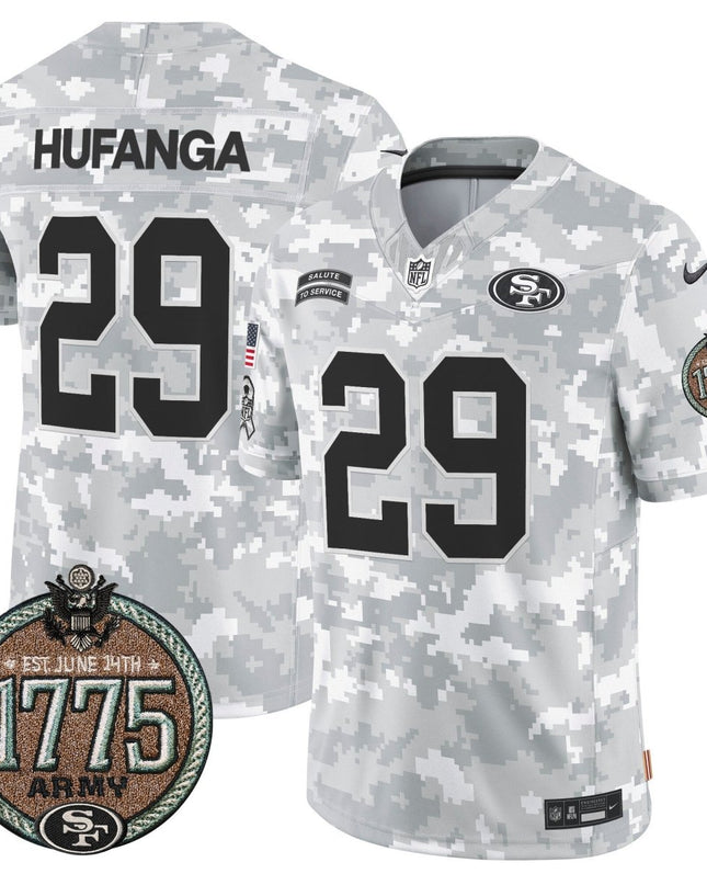 Men's 49ers 2024 Salute to Service Establishment Year Patch Vapor Limited Jersey - All Stitched SF49_KDZ - KINDOZY