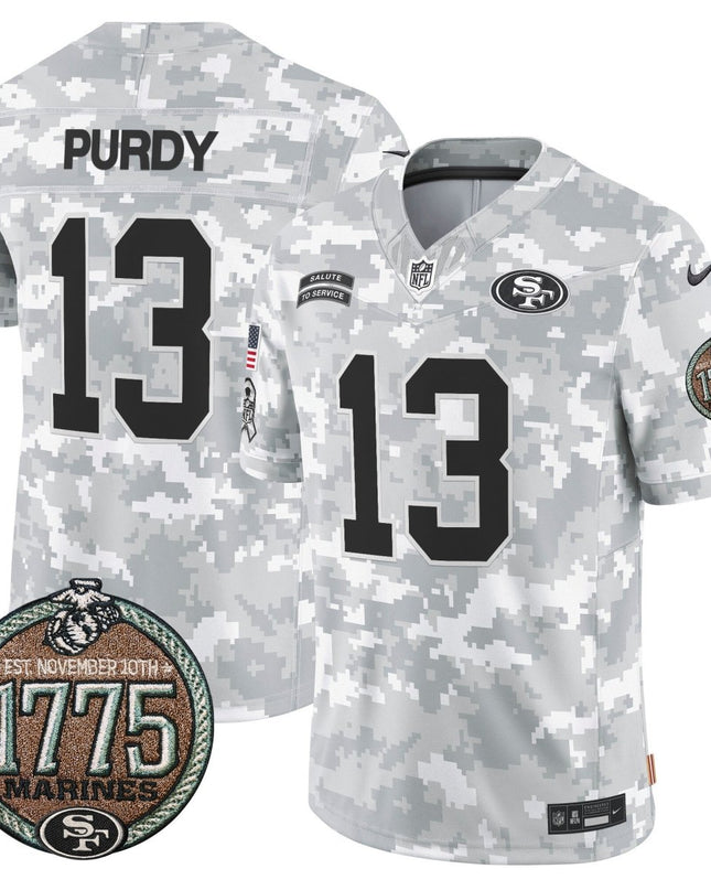 Men's 49ers 2024 Salute to Service Establishment Year Patch Vapor Limited Jersey - All Stitched SF49_KDZ - KINDOZY