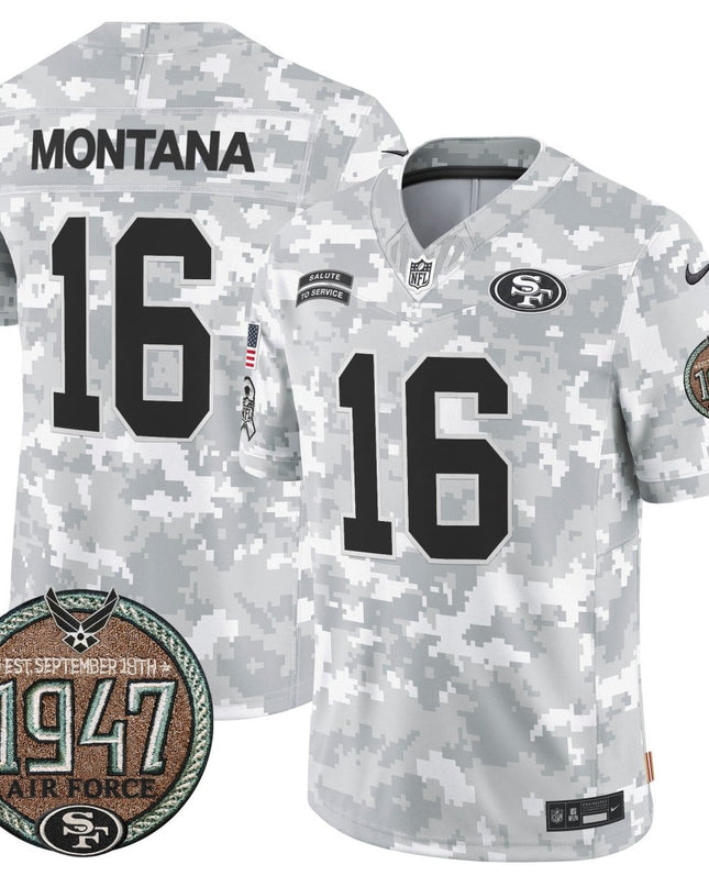 Men's 49ers 2024 Salute to Service Establishment Year Patch Vapor Limited Jersey - All Stitched SF49_KDZ - KINDOZY