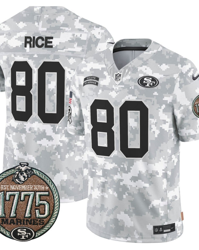 Men's 49ers 2024 Salute to Service Establishment Year Patch Vapor Limited Jersey - All Stitched SF49_KDZ - KINDOZY