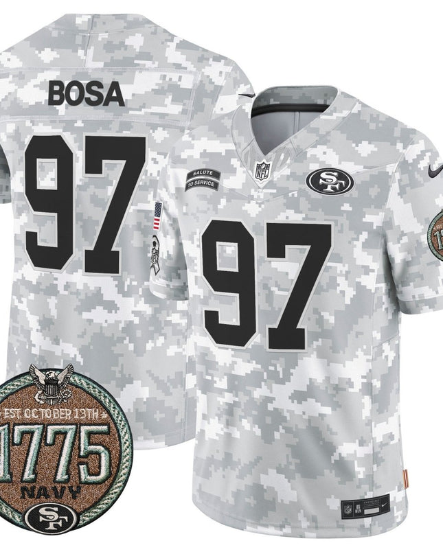 Men's 49ers 2024 Salute to Service Establishment Year Patch Vapor Limited Jersey - All Stitched SF49_KDZ - KINDOZY