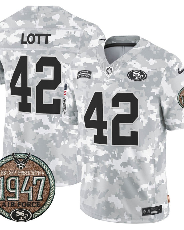 Men's 49ers 2024 Salute to Service Establishment Year Patch Vapor Limited Jersey - All Stitched SF49_KDZ - KINDOZY